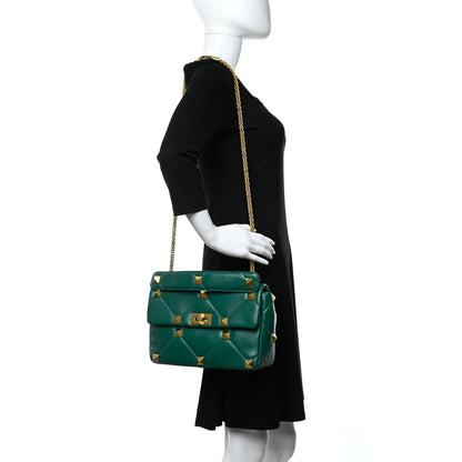 Valentino Garavani Nappa Large Roman Stud Shoulder Bag Jungle 2 of 8