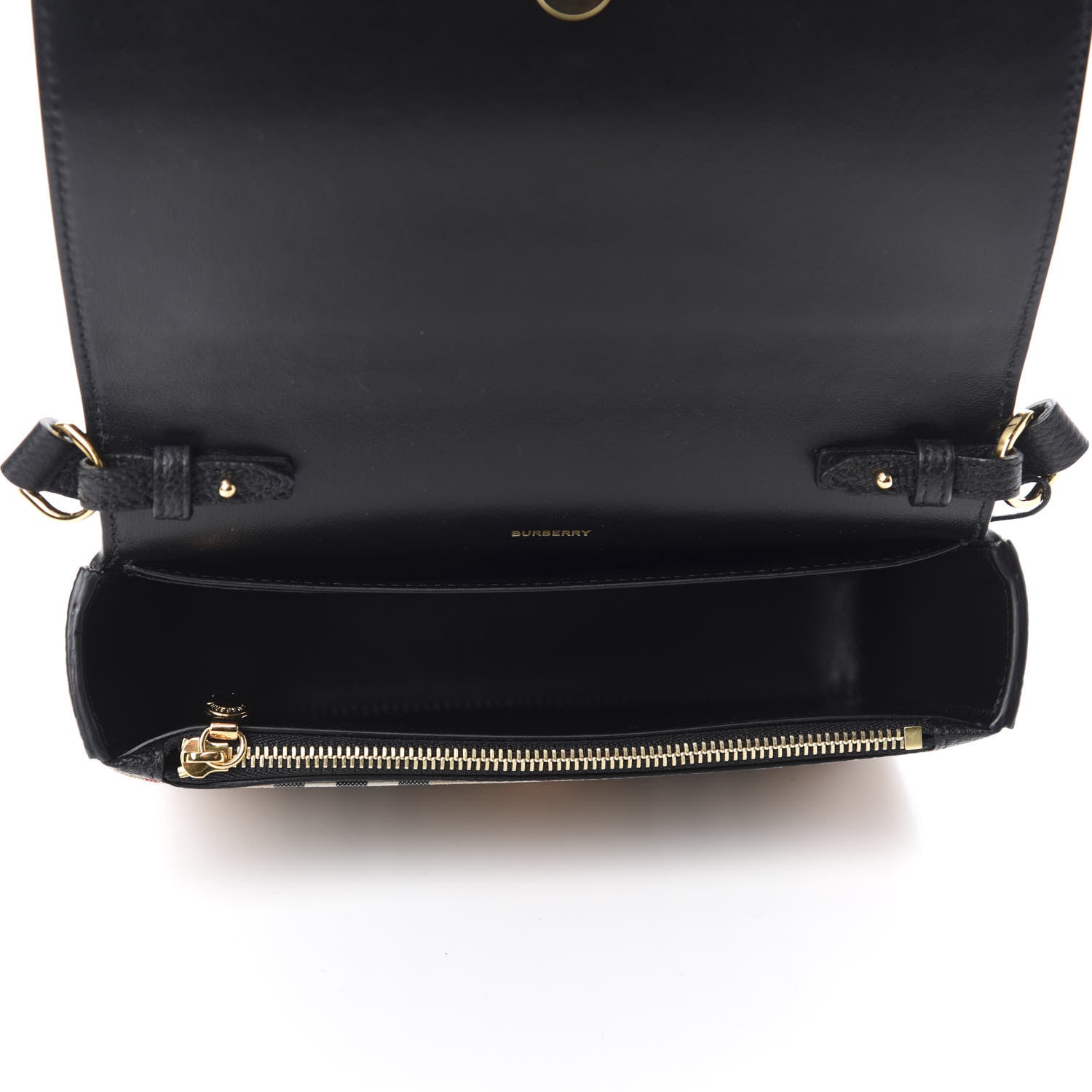 Burberry Grainy Calfskin Vintage Check Hampshire Crossbody Black 5 of 9