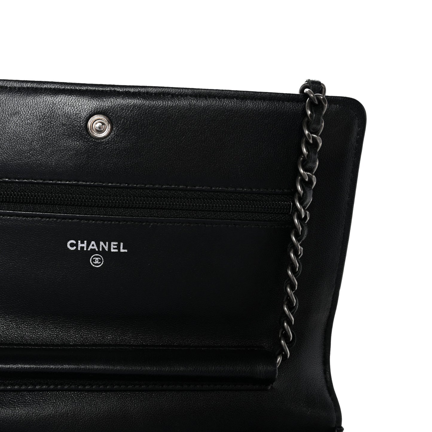 Lambskin Quilted Boy Wallet On Chain WOC Black