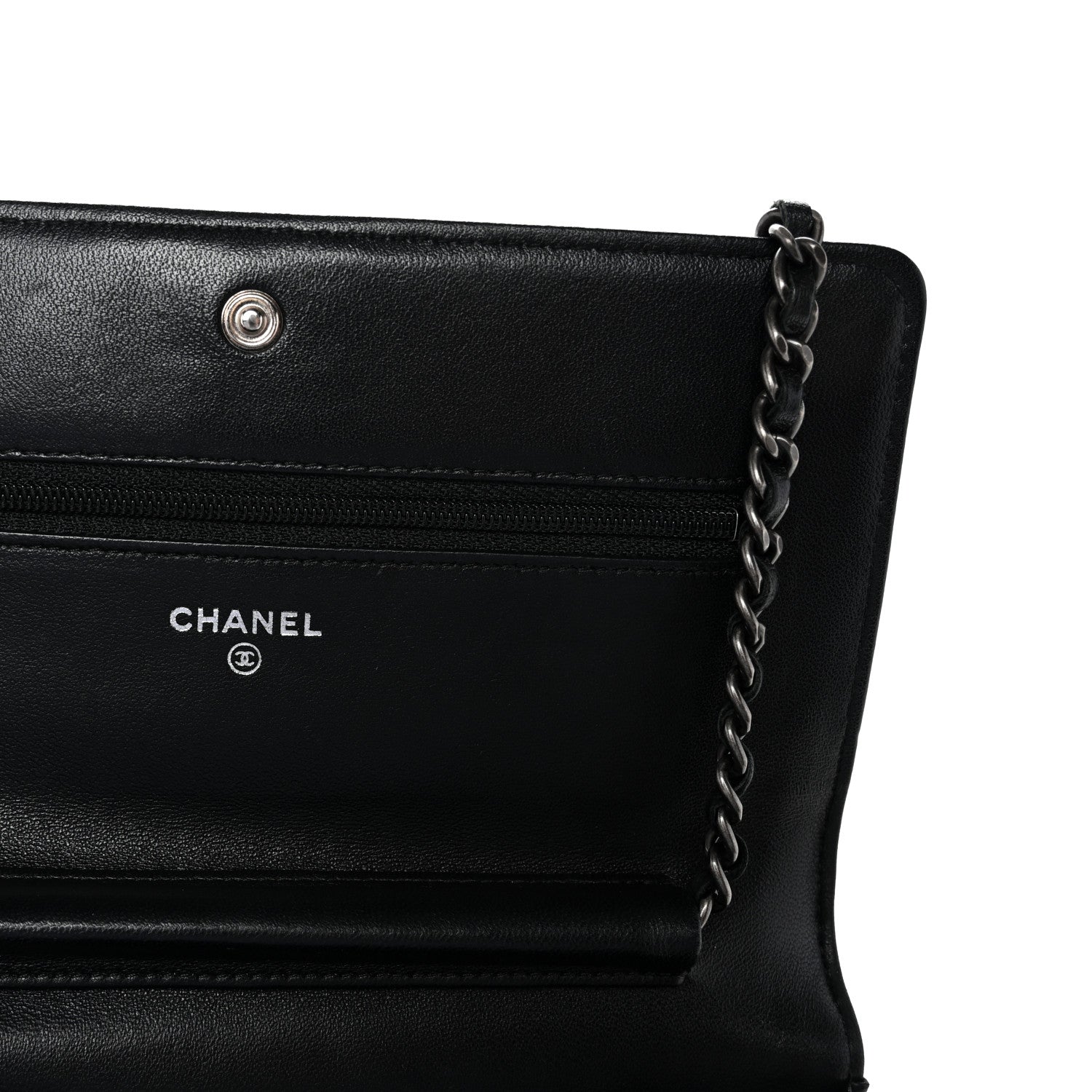 Chanel Lambskin Quilted Boy Wallet On Chain WOC Black 6 of 13
