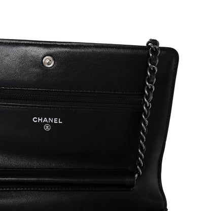Chanel Lambskin Quilted Boy Wallet On Chain WOC Black 6 of 13