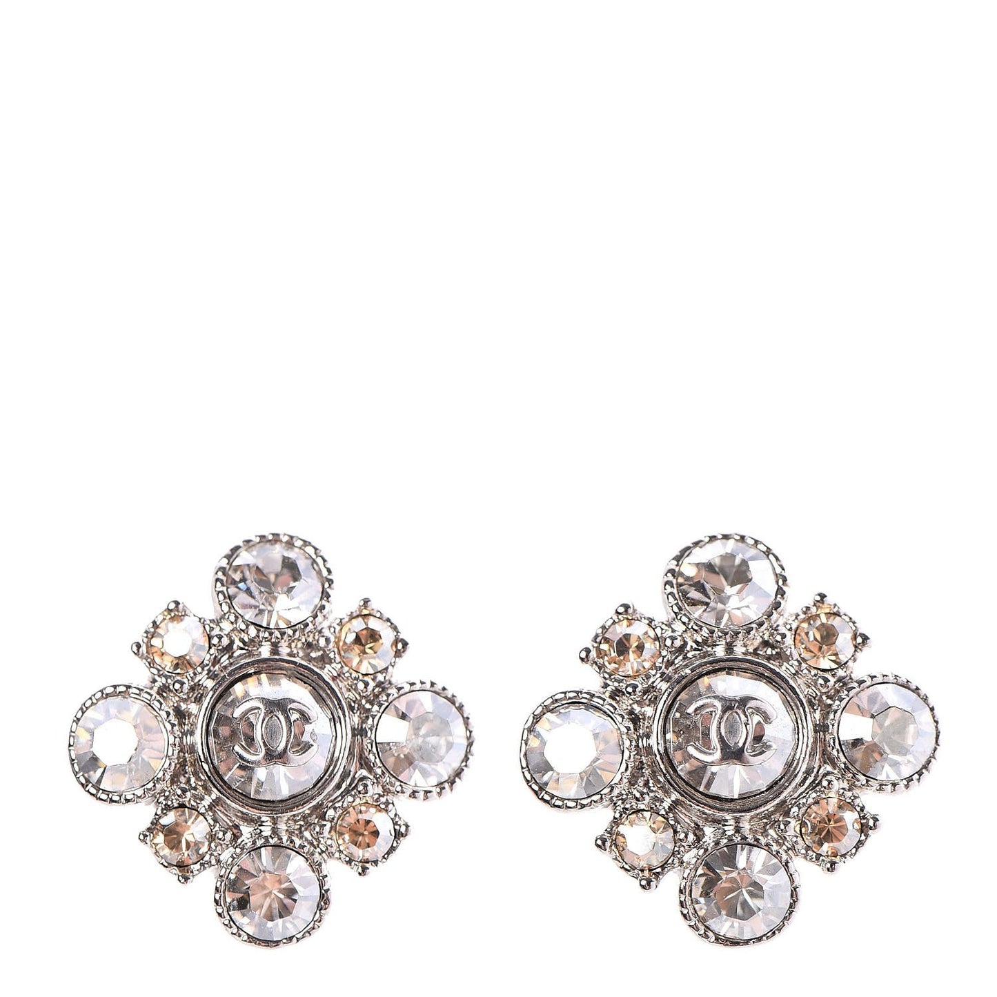 Crystal CC Earrings Silver