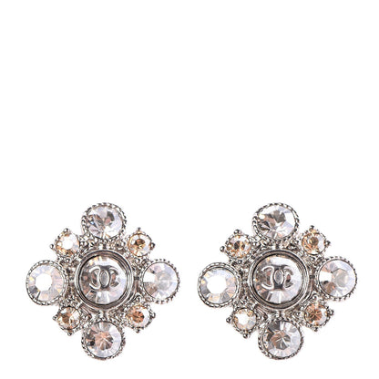 Chanel Crystal CC Earrings Silver 1 of 4