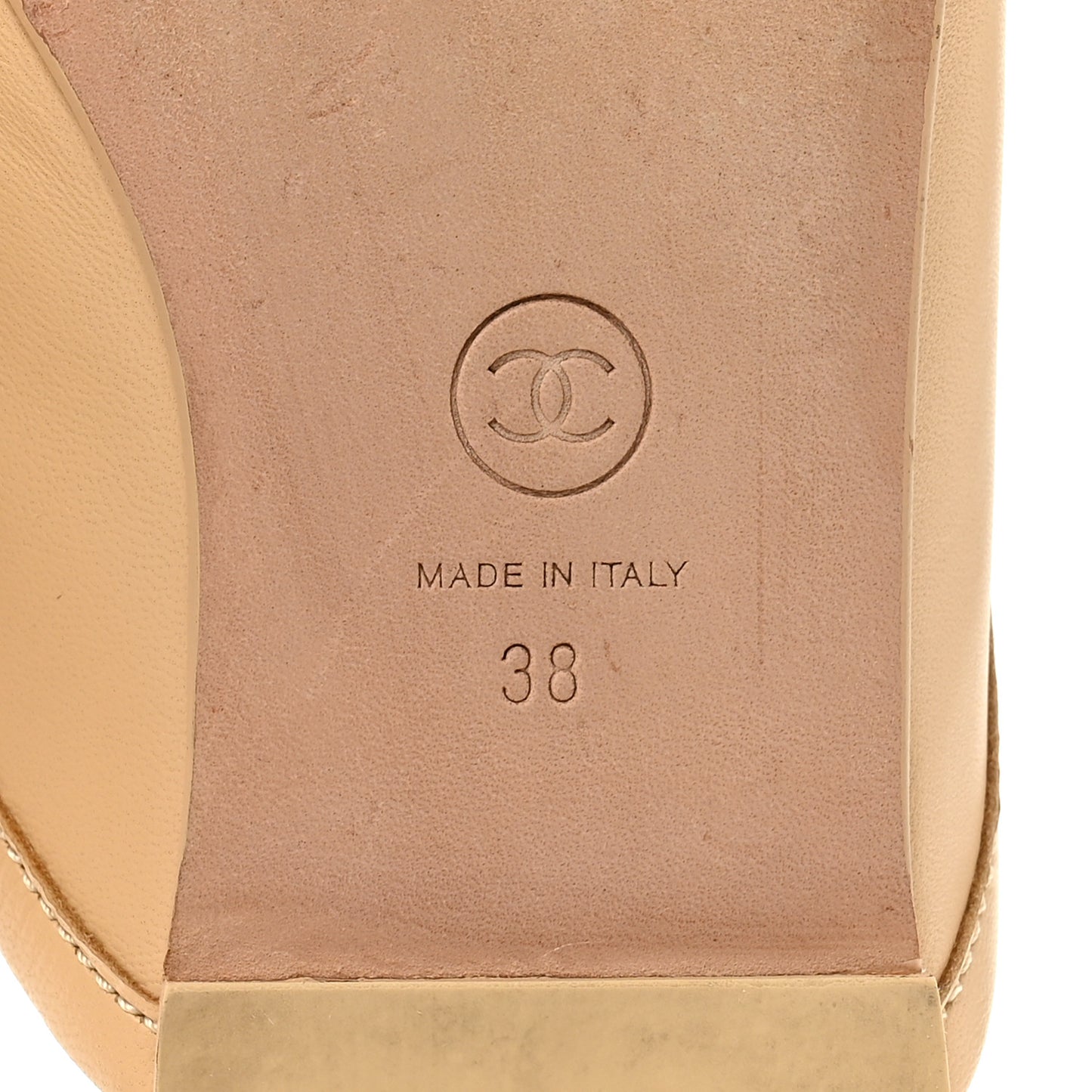 Lambskin Pearl CC Mules 38 Beige