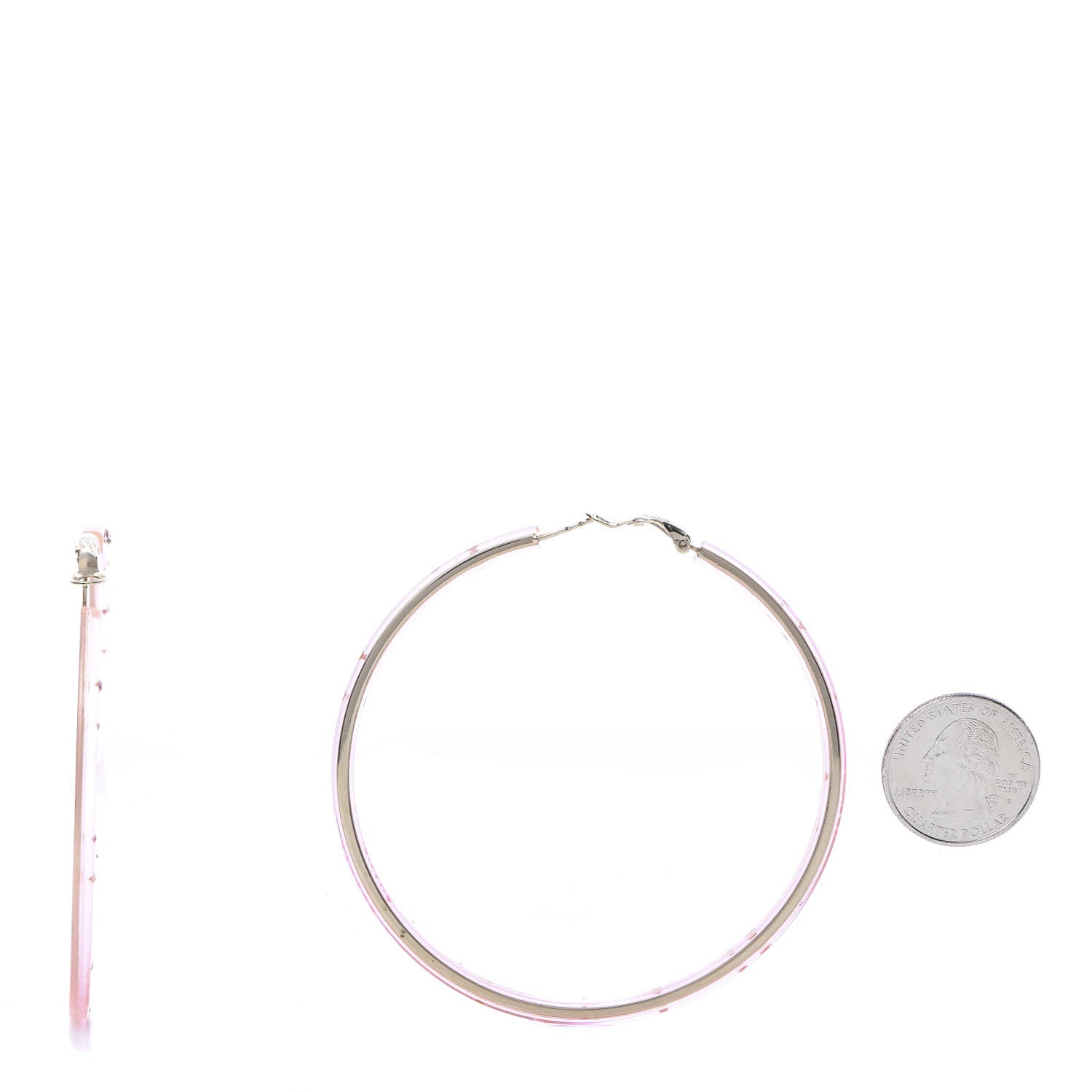 Chanel Crystal Hoop Earrings Pink Multicolor 3 of 6