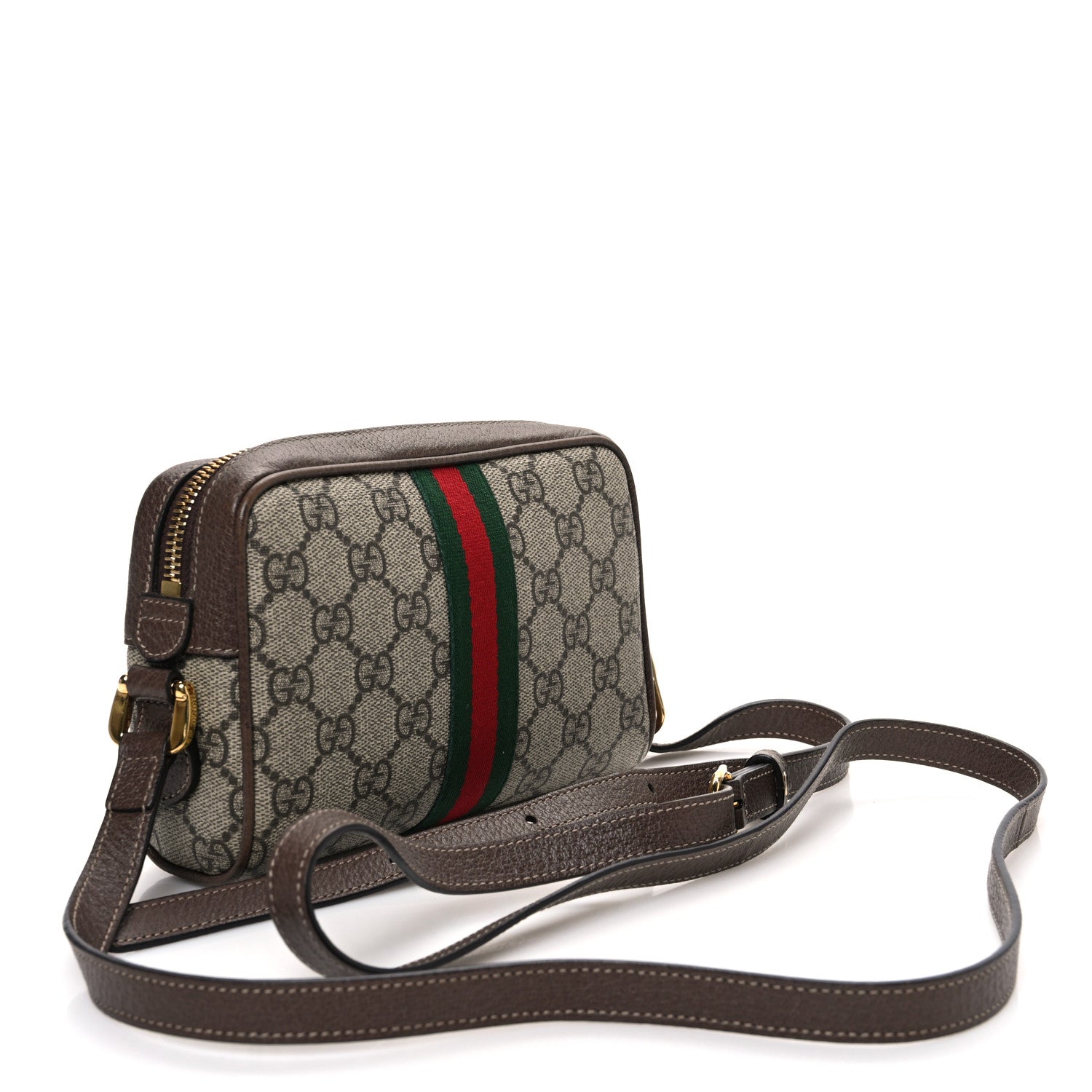 Gucci GG Supreme Monogram Web Mini Ophidia Shoulder Bag Brown 3 of 11
