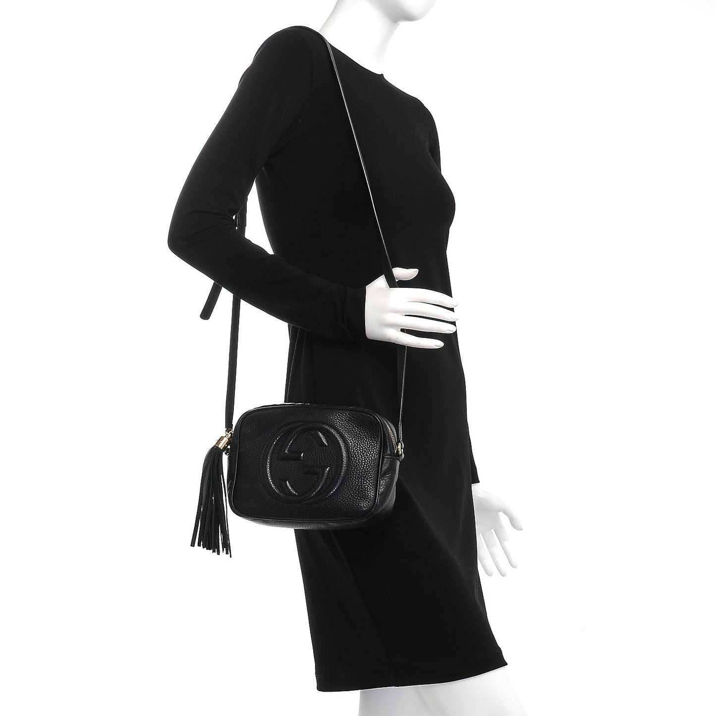 Pebbled Calfskin Small Soho Disco Bag Black