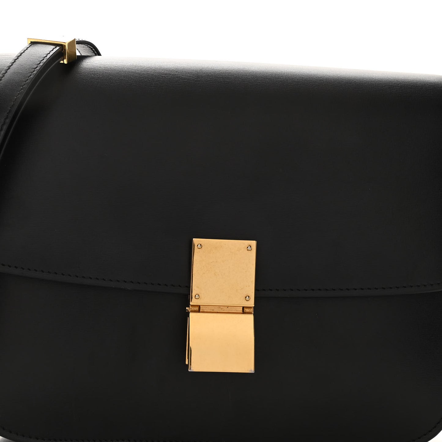 Box Calfskin Medium Classic Box Flap Bag Black