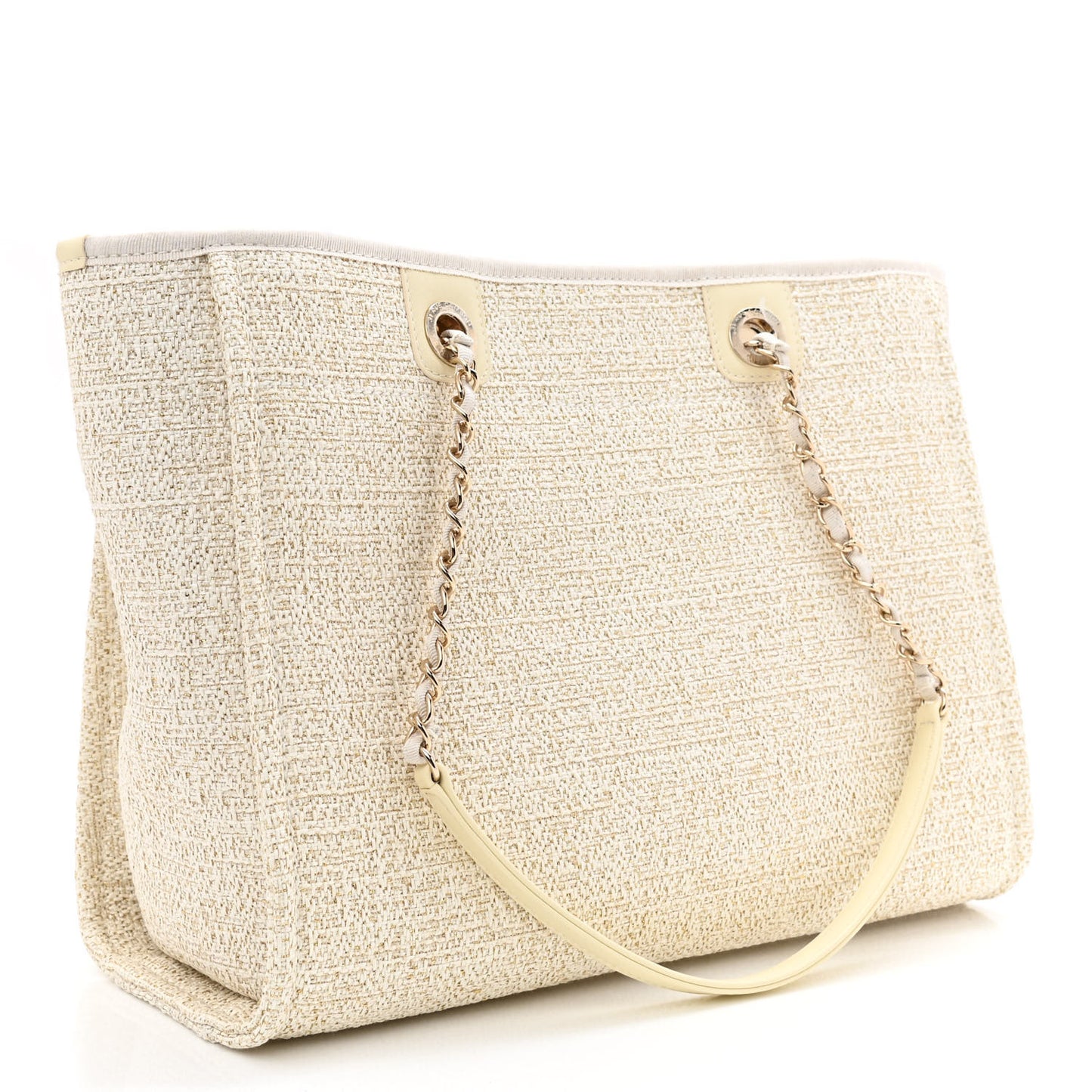 Lurex Boucle Small Deauville Tote Ivory