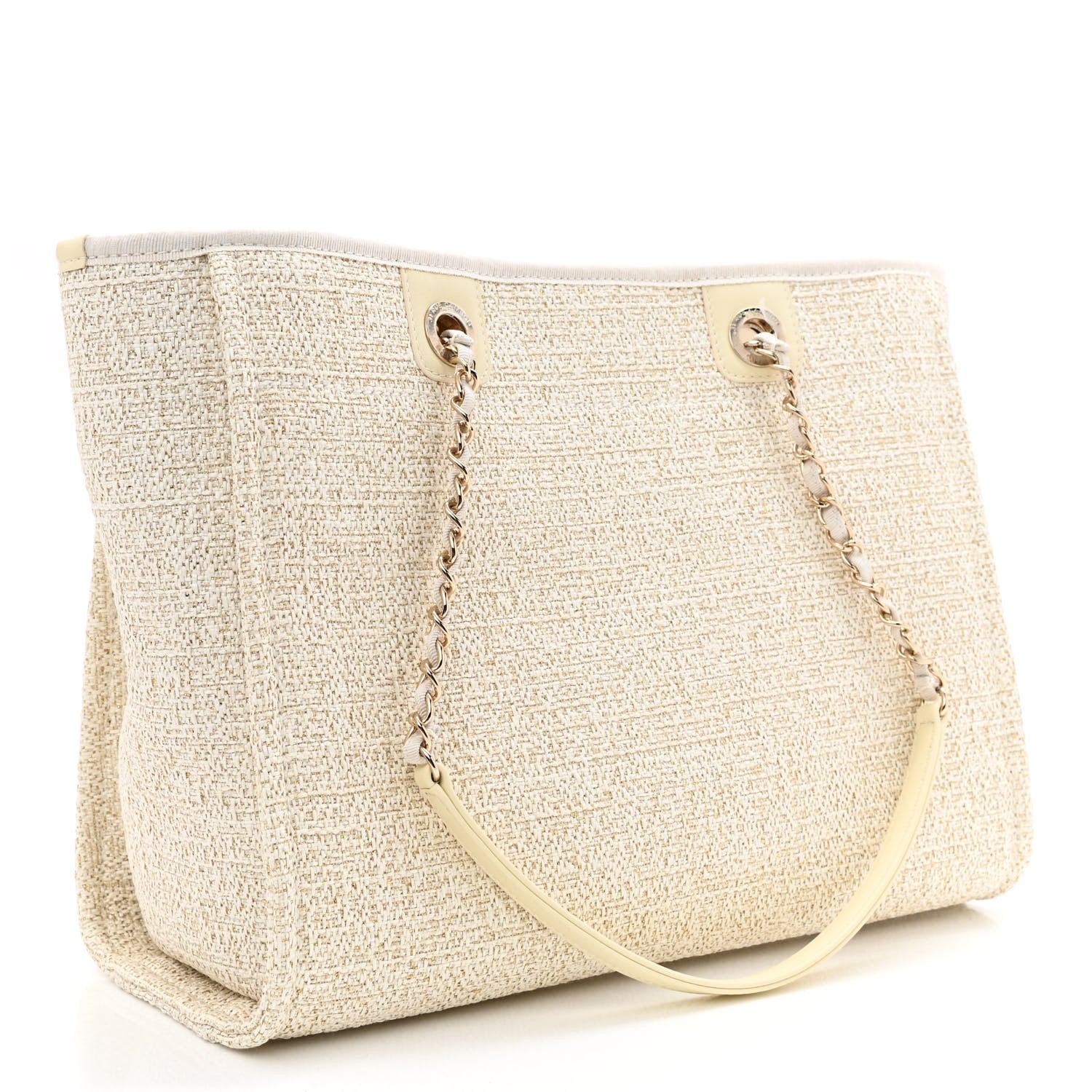 Chanel Lurex Boucle Small Deauville Tote Ivory 3 of 11
