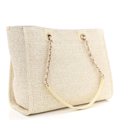 Chanel Lurex Boucle Small Deauville Tote Ivory 3 of 11