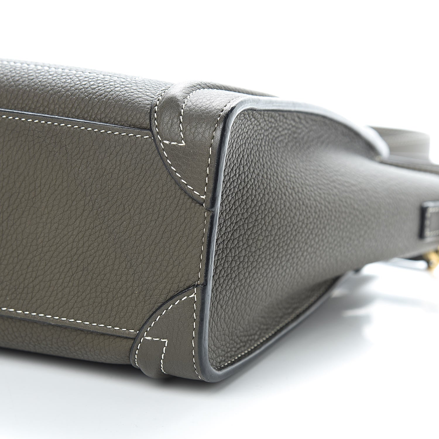 Celine Drummed Calfskin Nano Luggage Stone 10 of 12