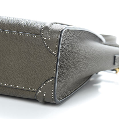 Celine Drummed Calfskin Nano Luggage Stone 10 of 12