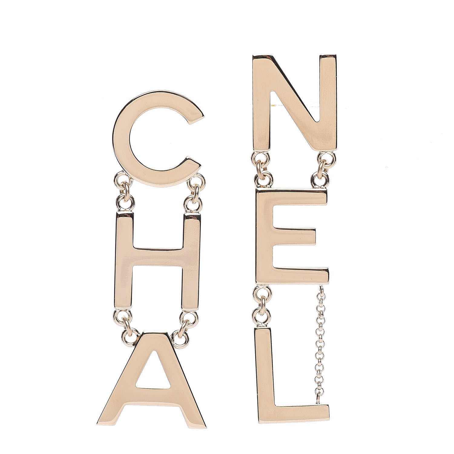 Chanel Metal Cha-Nel Logo Drop Earrings Gold 1 of 5