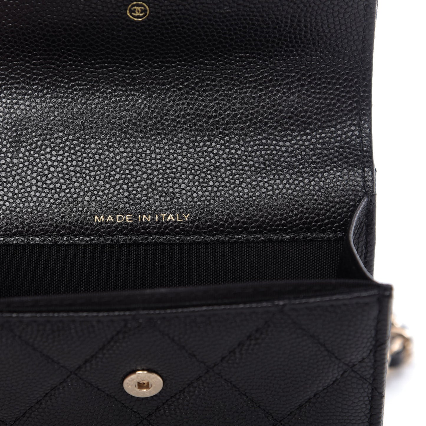 Caviar Quilted Mini Pearl On Top Coin Purse With Chain Black