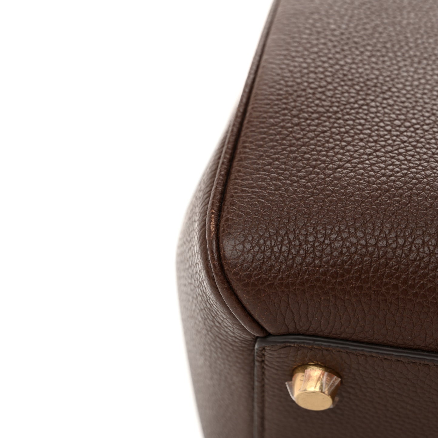 Grained Calfskin Medium 16 Top Handle Bag Brown