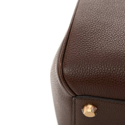 Celine Grained Calfskin Medium 16 Top Handle Bag Brown 13 of 14