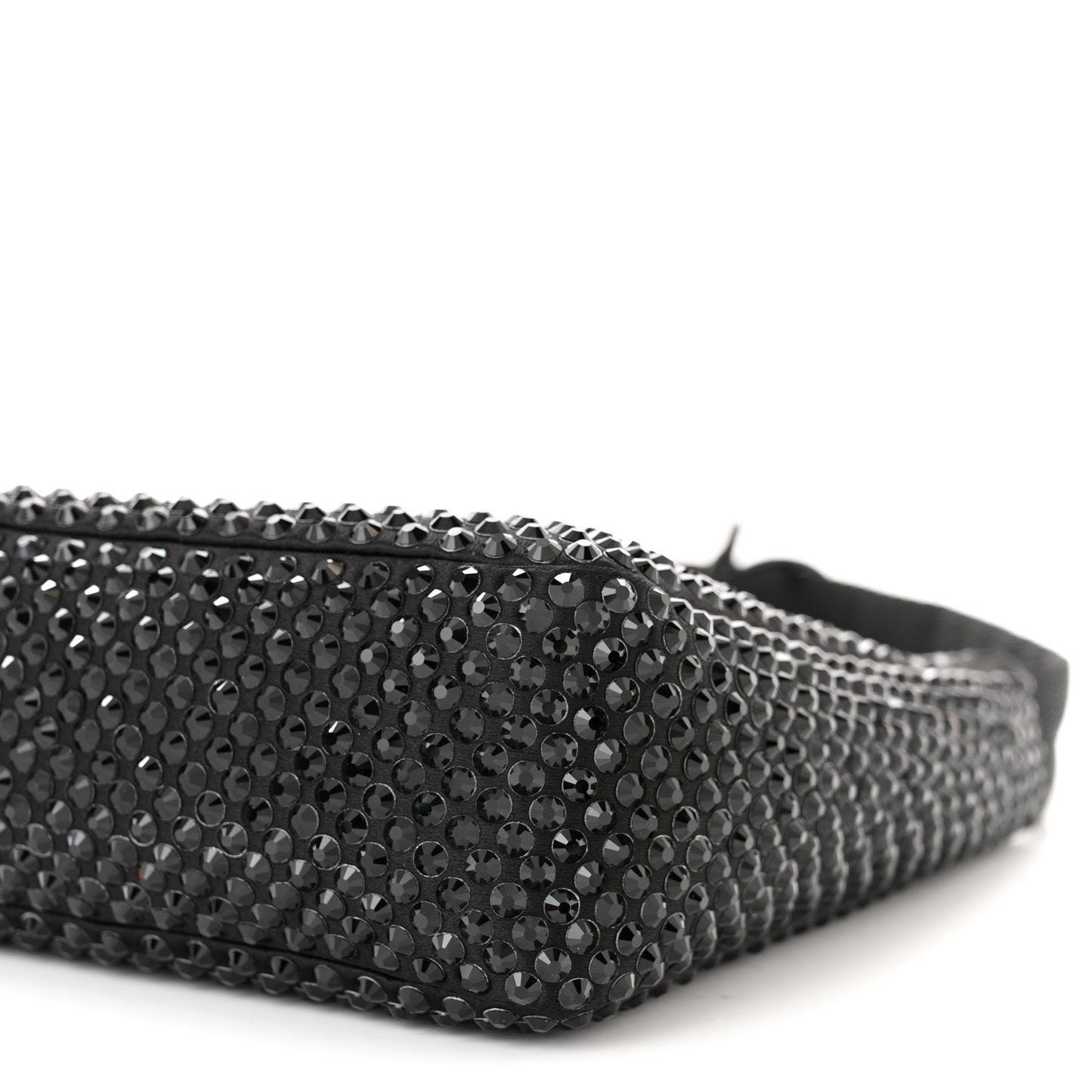 Satin Crystal Mini Re-Edition 2000 Bag Black