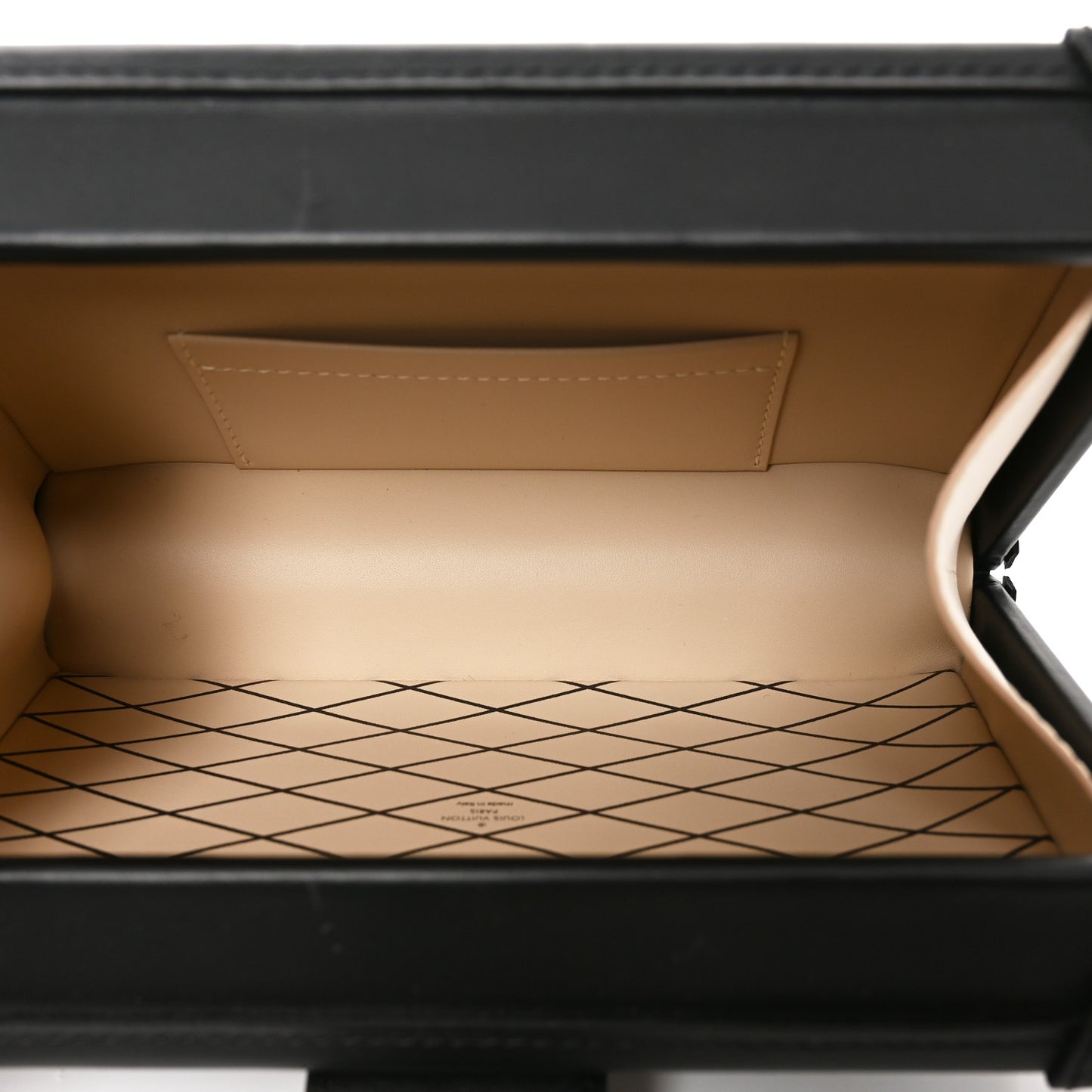 Lambskin Malletage Petite Malle Black Beige