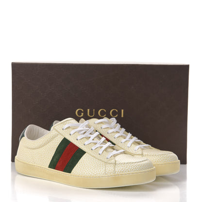 Gucci Grained Calfskin Ayers Mens Ace Sneakers 9.5 White Verde Rosso 10 of 10