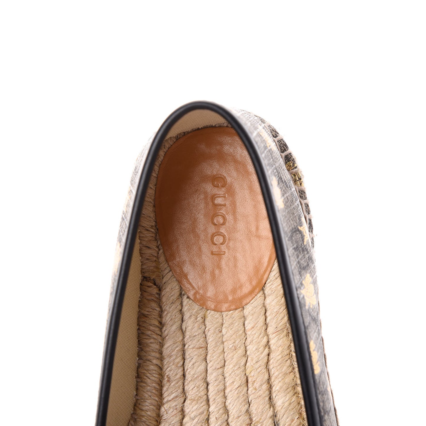 GG Supreme Monogram Bees Espadrille Flats 36.5 Beige Ebony Oro Black