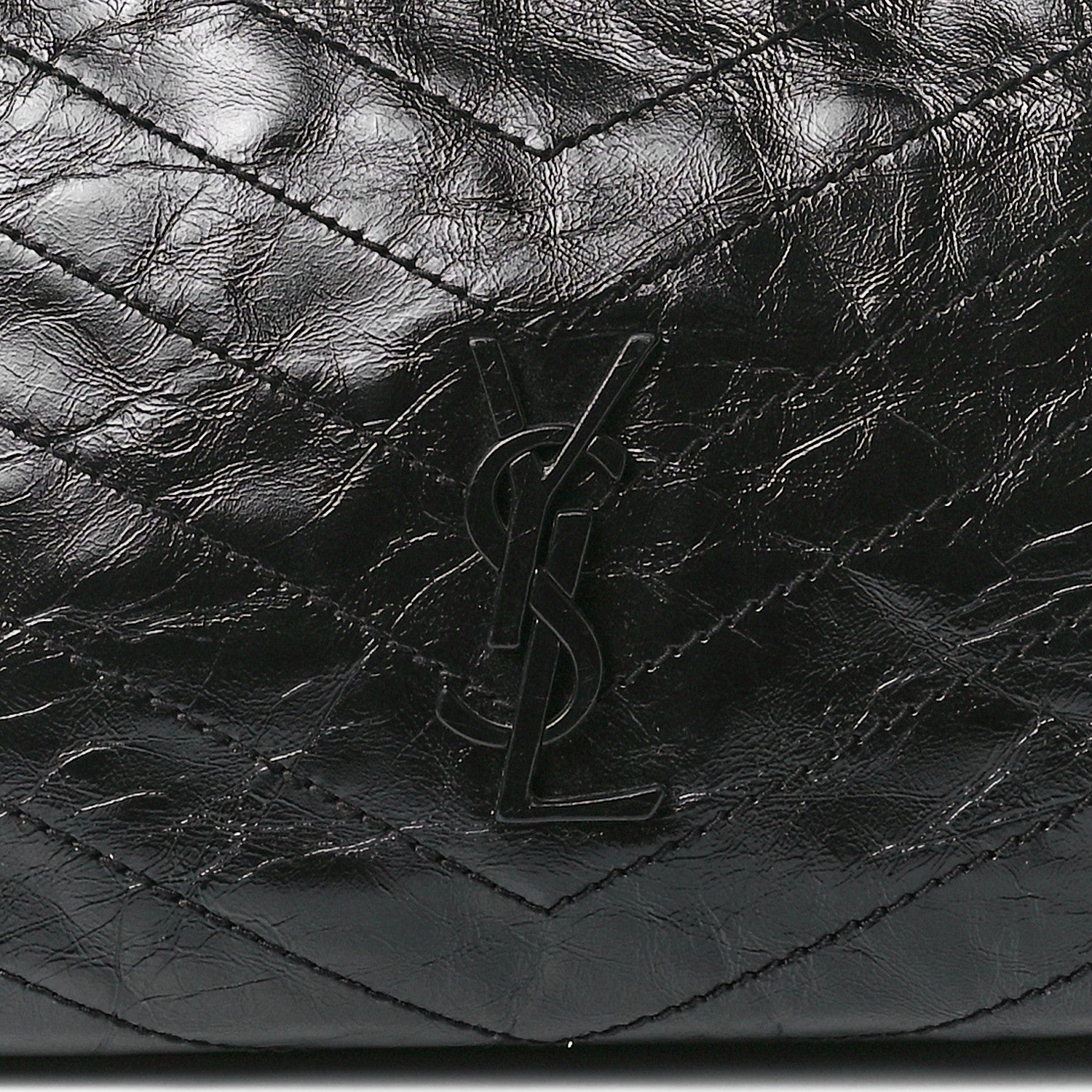 Saint Laurent Crinkled Calfskin Matelasse Monogram Niki Shoulder Bag Black 8 of 11