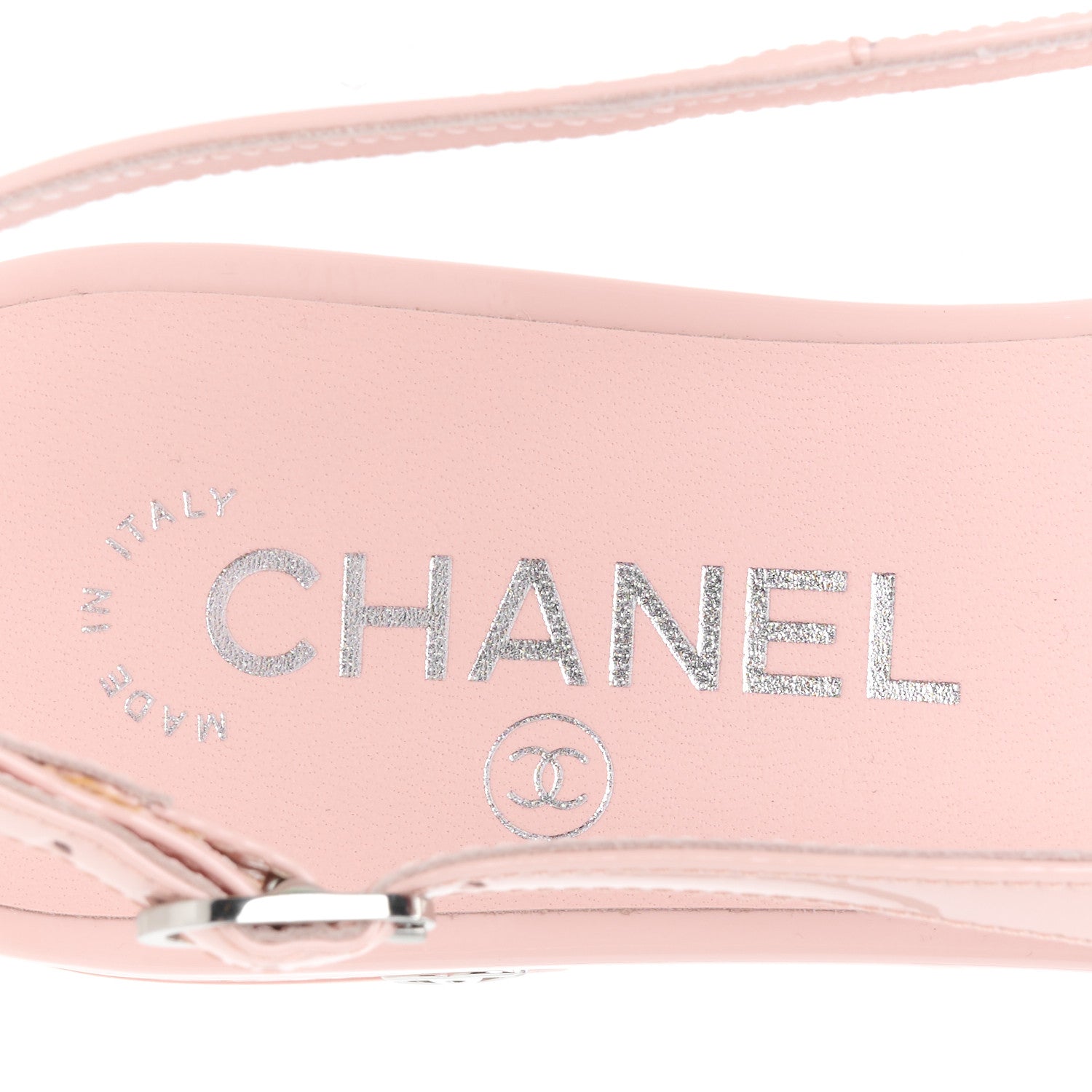 Chanel Patent Calfskin Cap Toe Slingback Flats 37.5 Light Pink 7 of 10