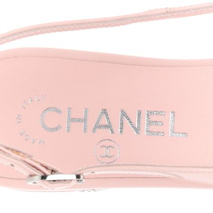 Chanel Patent Calfskin Cap Toe Slingback Flats 37.5 Light Pink 7 of 10