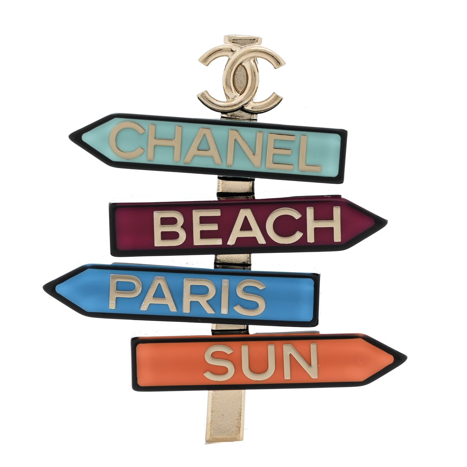 Chanel Resin Chanel By The Sea Sign Brooch Multicolor 1 of 3