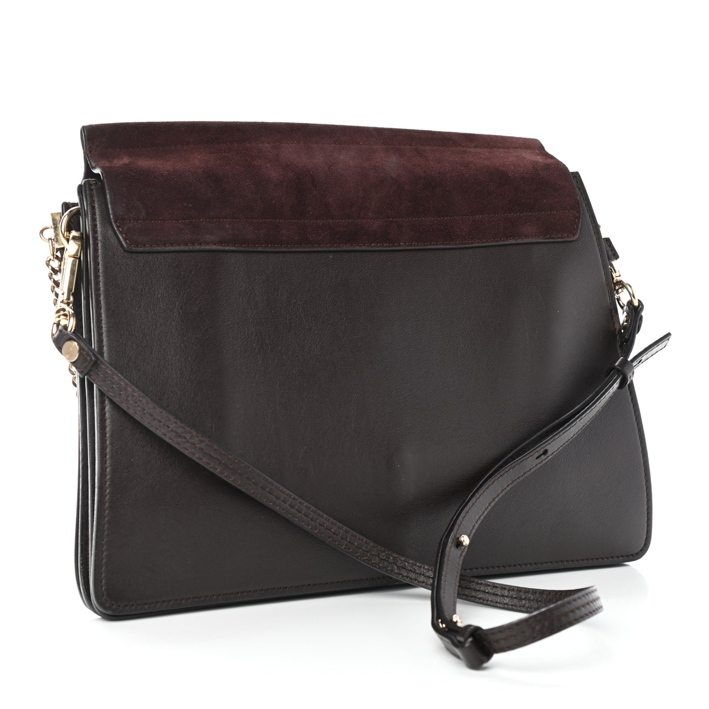 Calfskin Suede Medium Faye Shoulder Bag Carbon Brown
