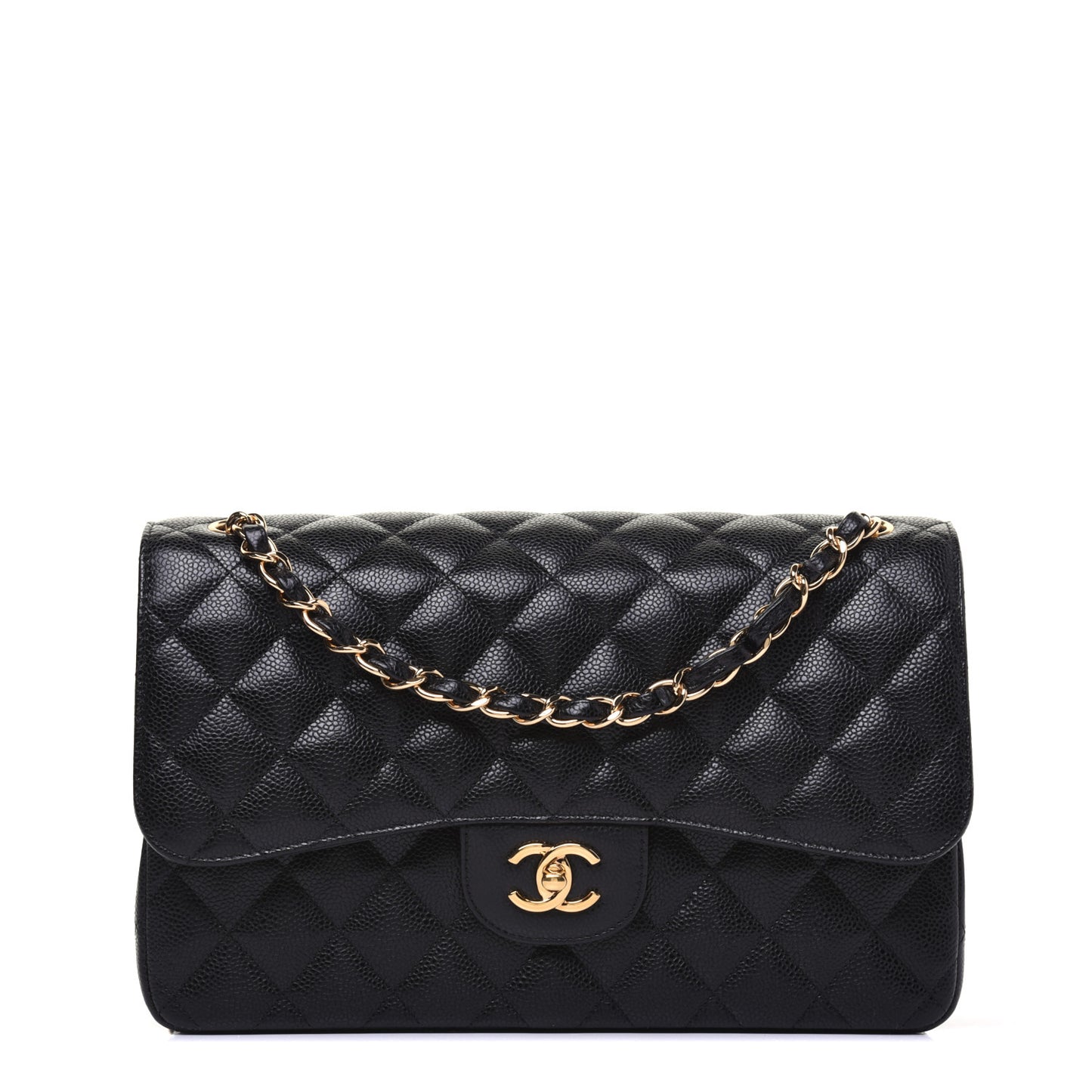 Caviar Quilted Jumbo Double Flap Black