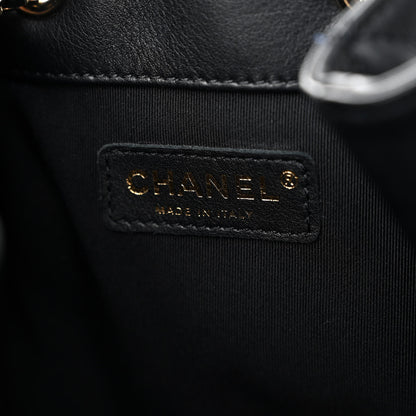 Chanel Lambskin Quilted Chain Drawstring Bag Black 6 of 9