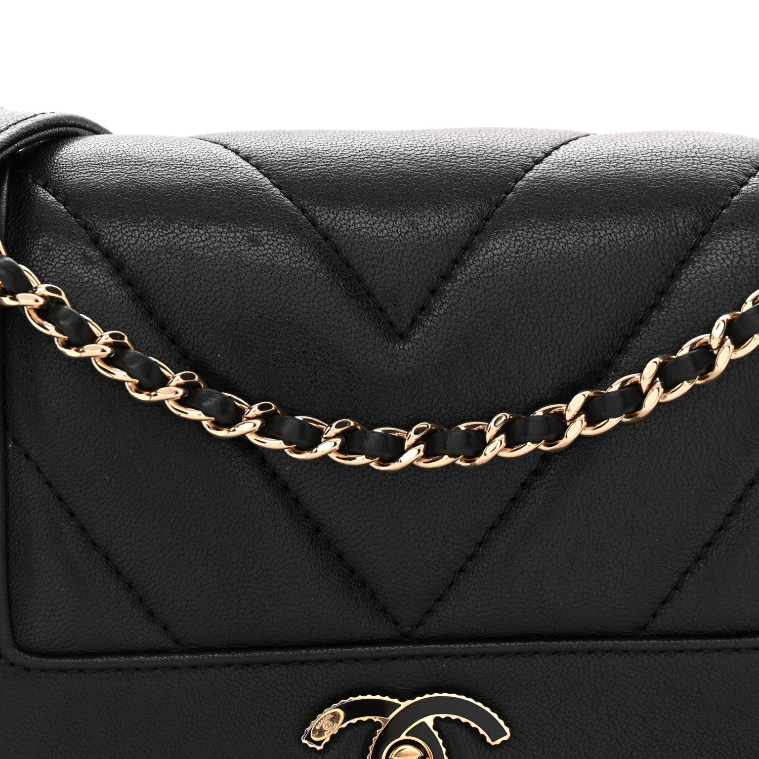 Chanel Sheepskin Chevron Quilted Medium Vintage Mademoiselle Flap Black 8 of 10