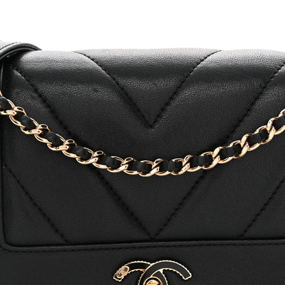 Chanel Sheepskin Chevron Quilted Medium Vintage Mademoiselle Flap Black 8 of 10