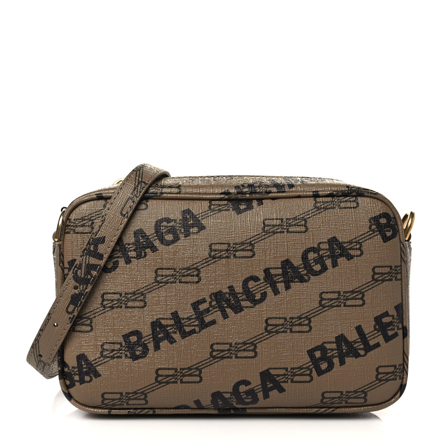 Balenciaga Coated Canvas BB Monogram Allover Logo Small Camera Bag Beige Brown Black 1 of 6