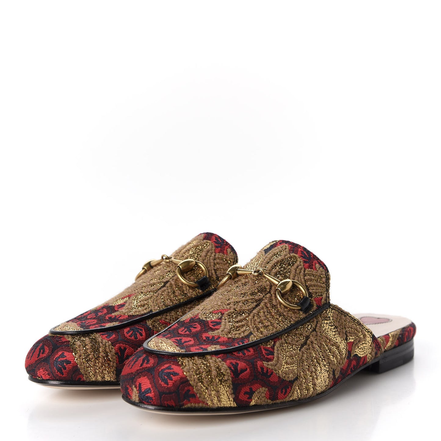 Jacquard Malaga Kid Wood Flower Womens Princetown Slippers 35 Black Camel