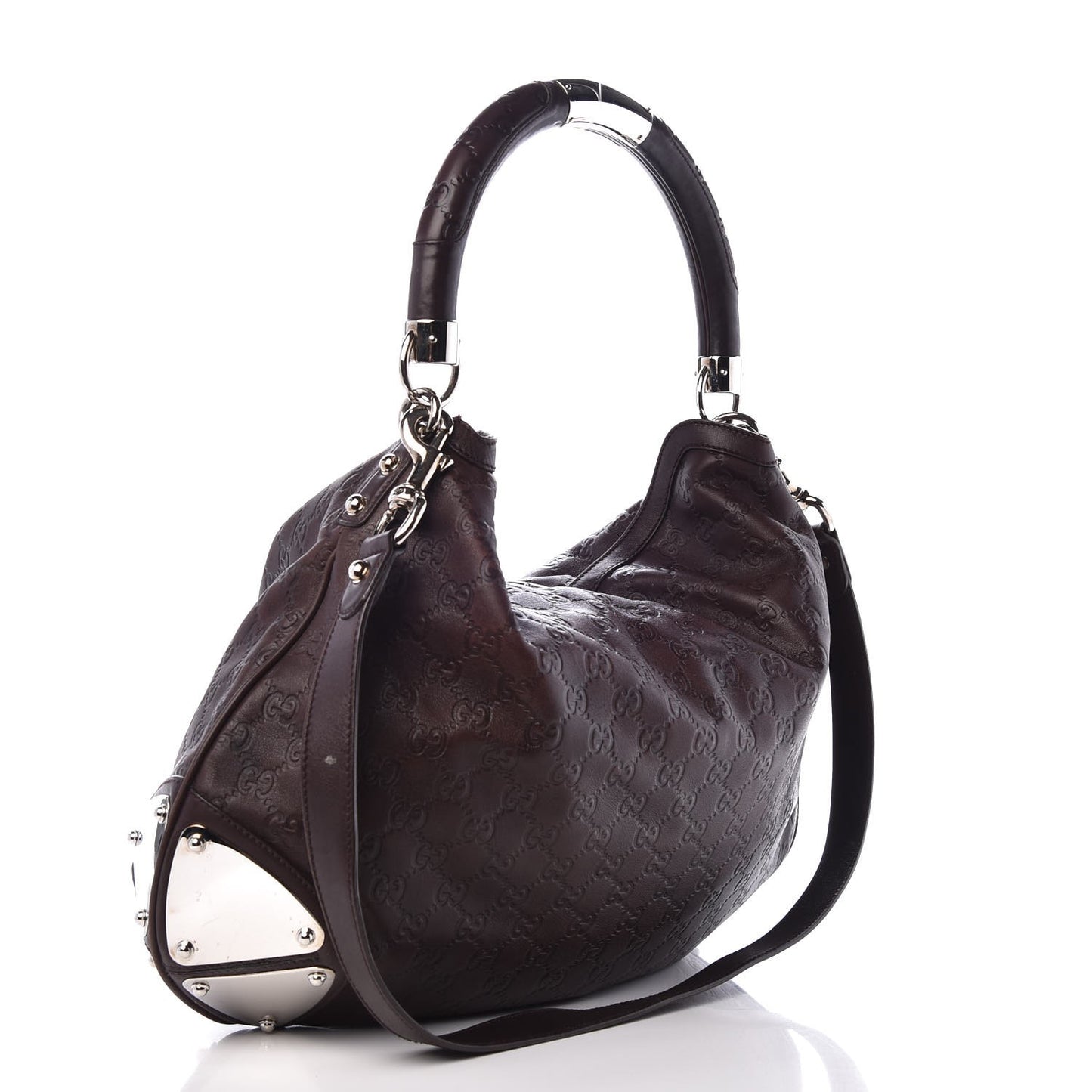 Guccissima Large Indy Top Handle Hobo Dark Brown