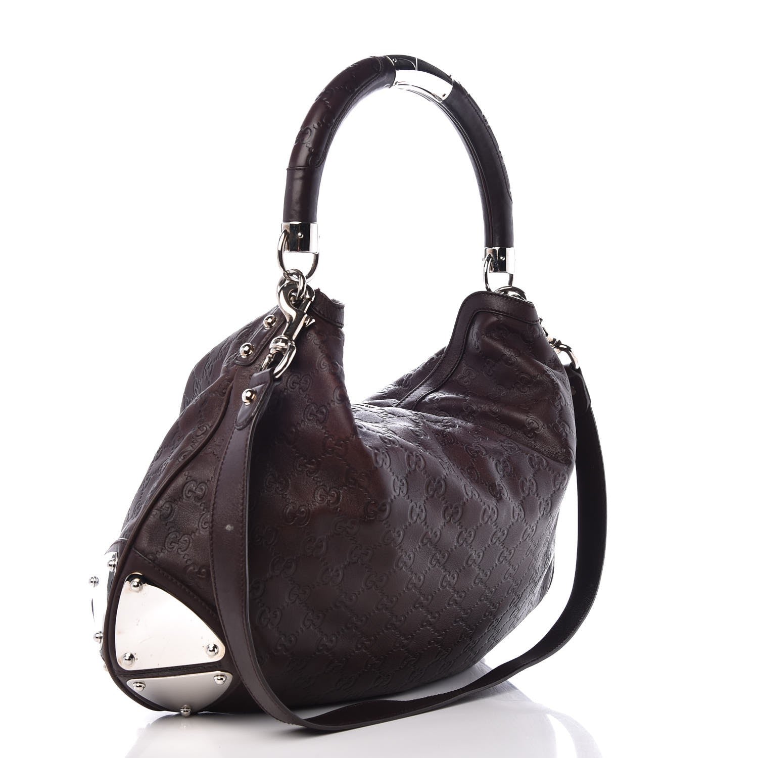 Gucci Guccissima Large Indy Top Handle Hobo Dark Brown 3 of 7