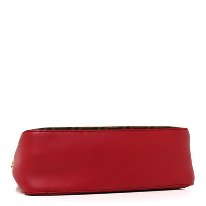 Fendi Vitello Grace Glazed Fabric FF 1974 Double F Shoulder Bag Fragola Mogano Panna 4 of 10