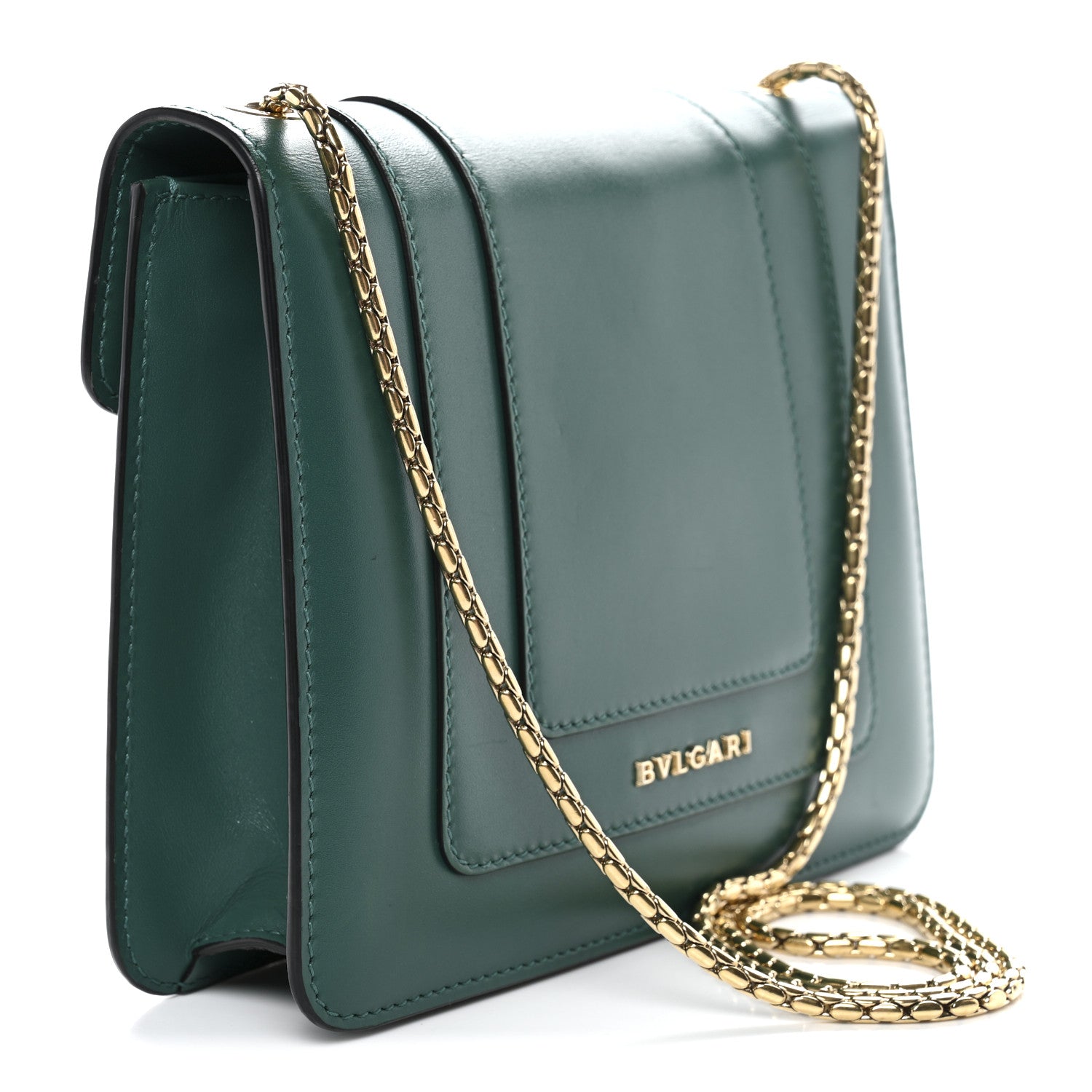 Bulgari Calfskin Small Serpenti Forever Snake Strap Crossbody Bag Emerald Green 3 of 11