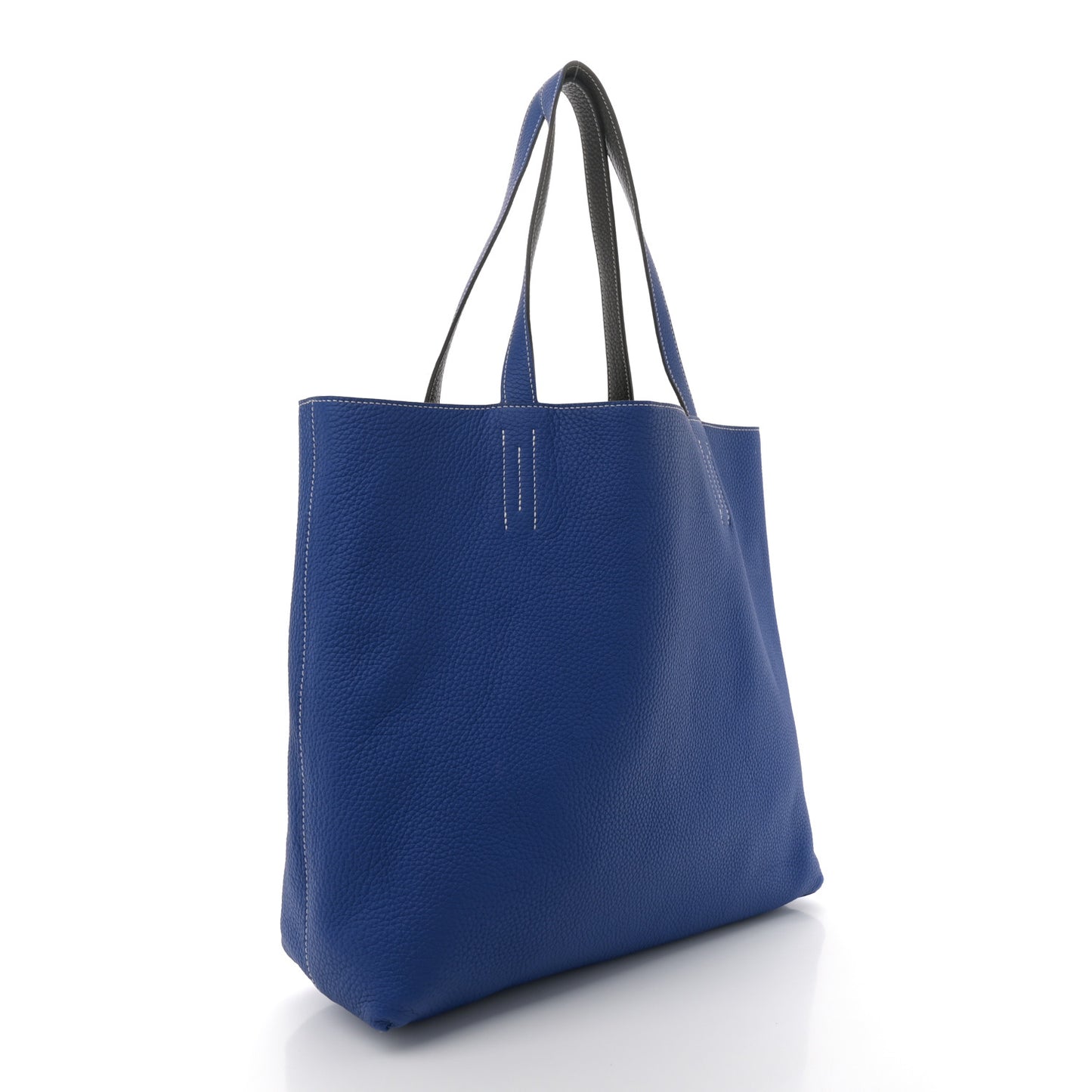 Taurillon Clemence Double Sens 36 Reversible Tote Graphite Bleu Electrique