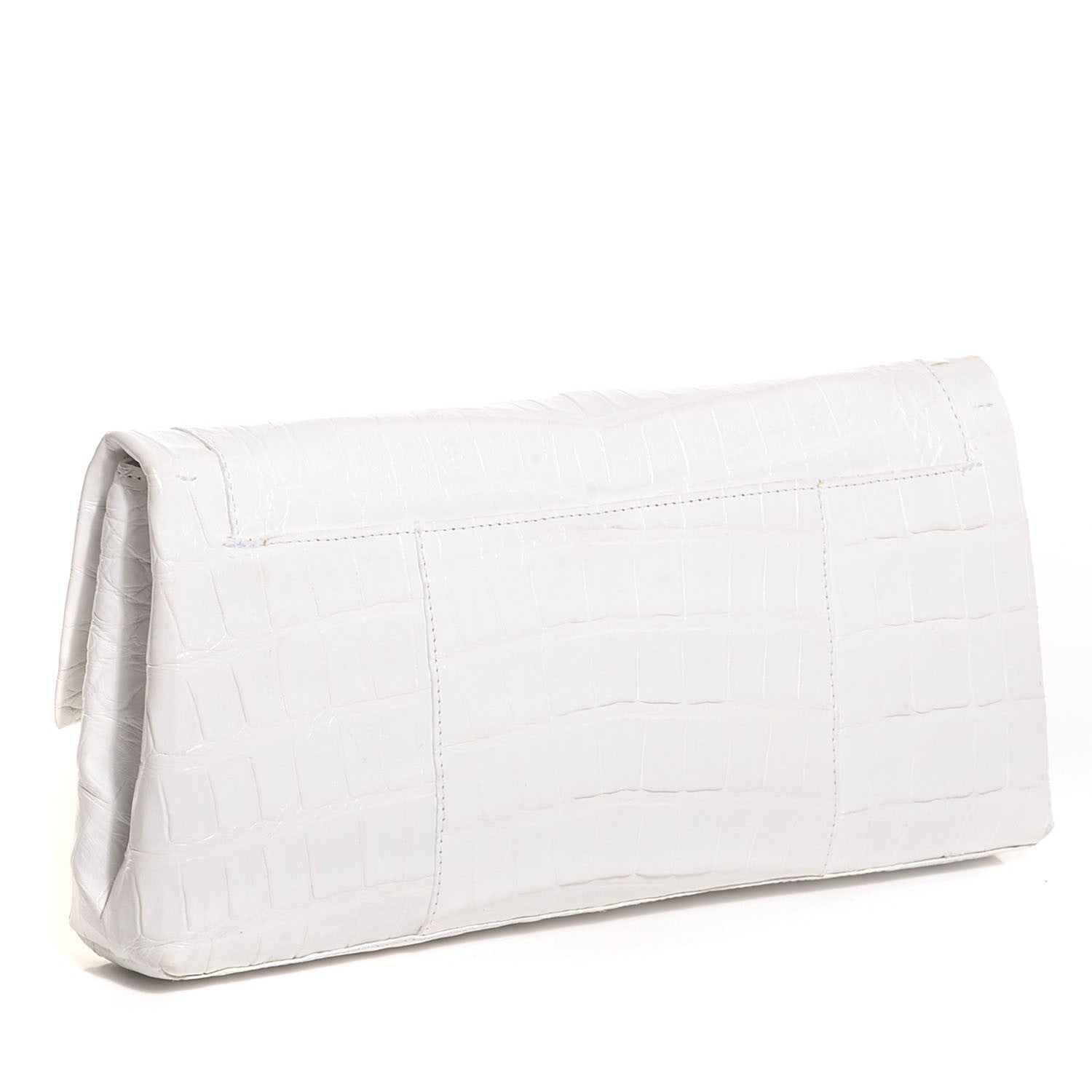 Nancy Gonzalez Glossy Crocodile Gotham Clutch White 3 of 9