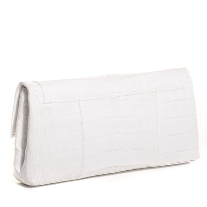 Nancy Gonzalez Glossy Crocodile Gotham Clutch White 3 of 9