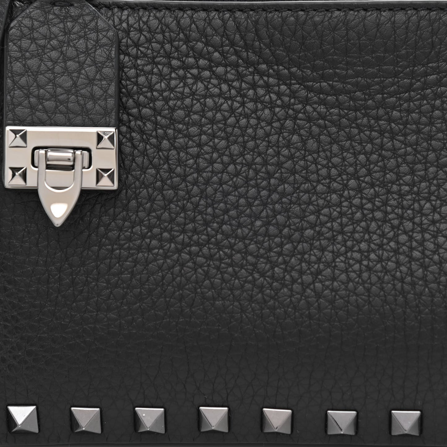 Grained Calfskin Small Rockstud Crossbody Bag Black