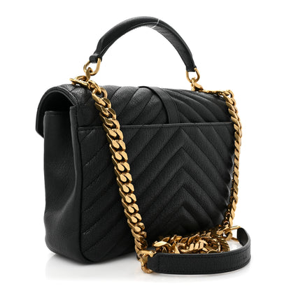 Saint Laurent Sheepskin Matelasse Chevron Monogram Medium College Bag Black 3 of 15