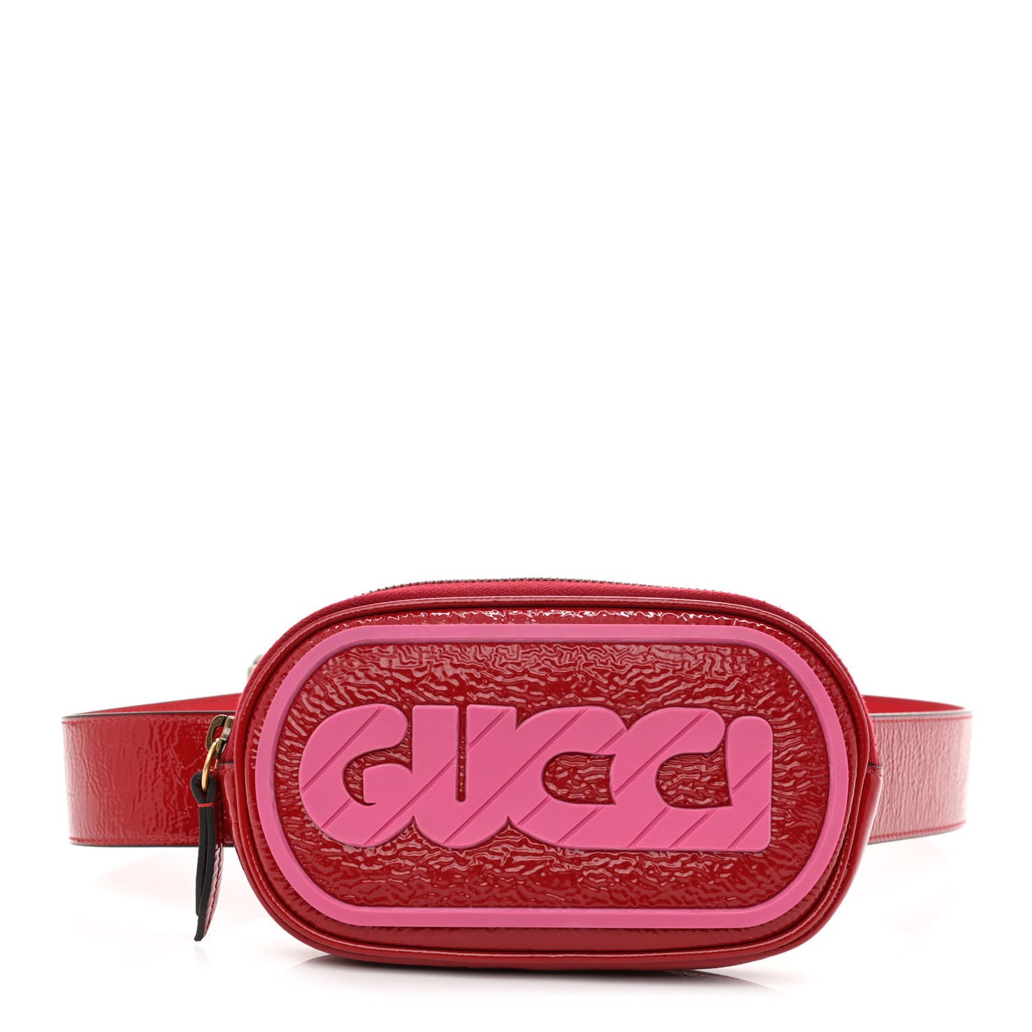 Patent Rubber Game Patch Logo Belt Bag 95 38 Hibiscus Red