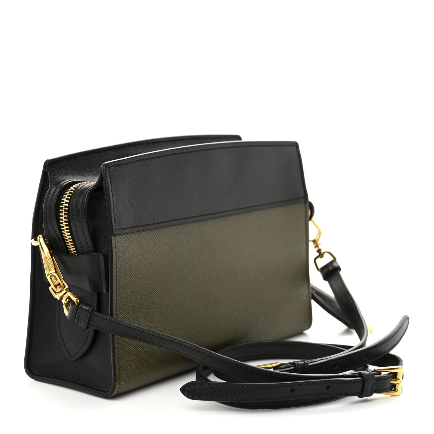 Saffiano City Calfskin Bandoliera Bag Militare Black