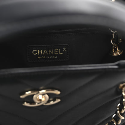 Chanel Calfskin Chevron Quilted Statement Shopping Tote Black 6 of 10