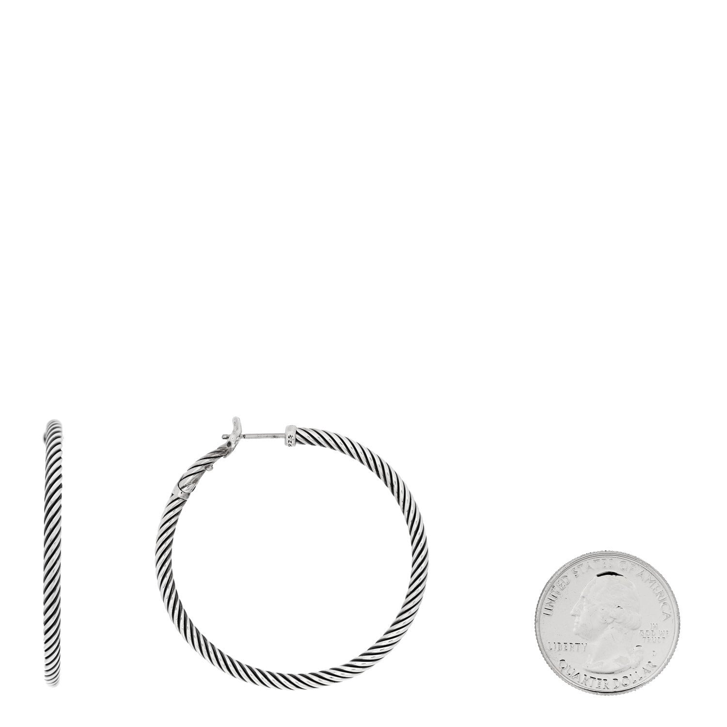 David Yurman Sterling Silver Medium Cable Classics Hoop Earrings 2 of 5