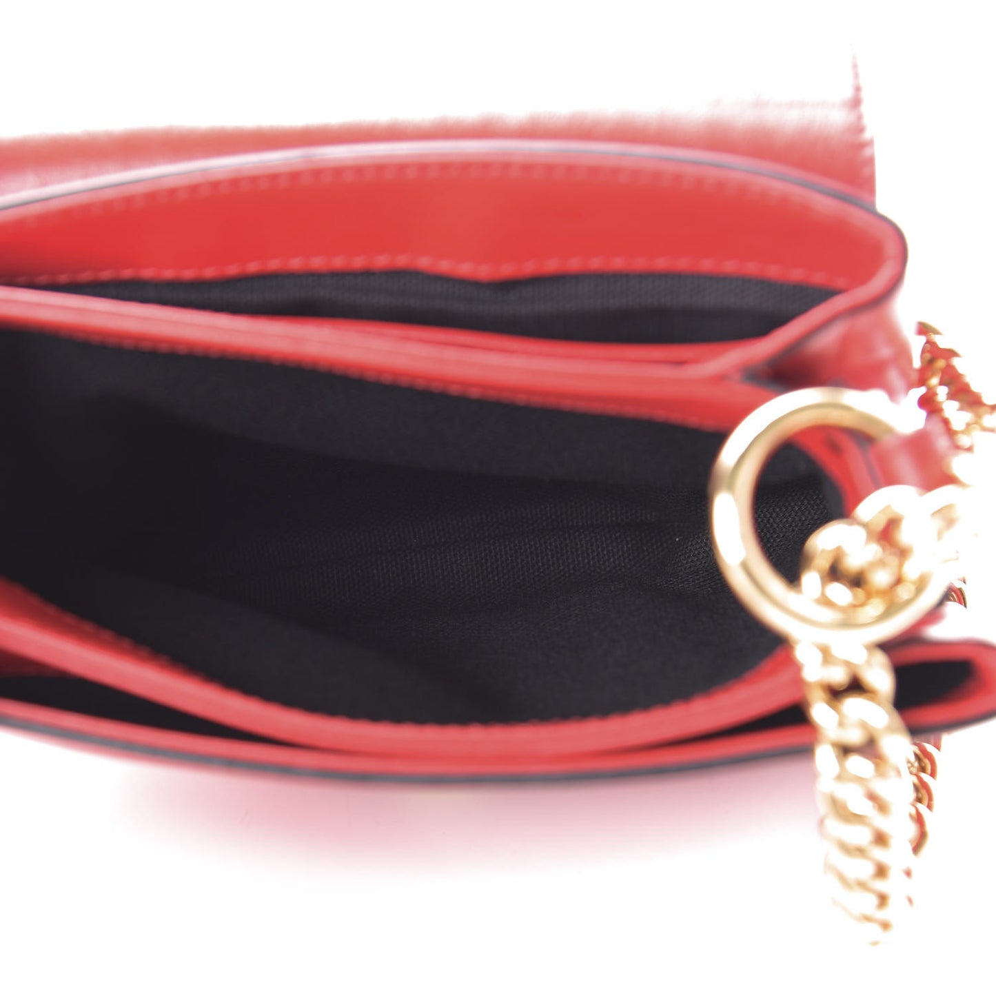 Calfskin Small Twin Skull Chain Crossbody Red